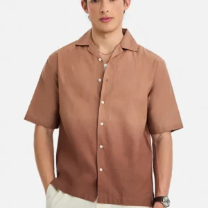 Linen Blend Box Fit Ombre Shirt