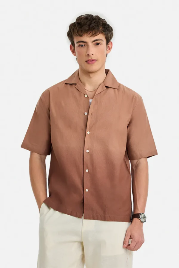 Linen Blend Box Fit Ombre Shirt
