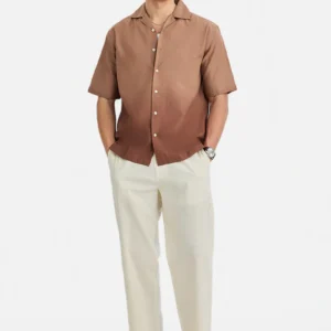 Linen Blend Box Fit Ombre Shirt - Image 5