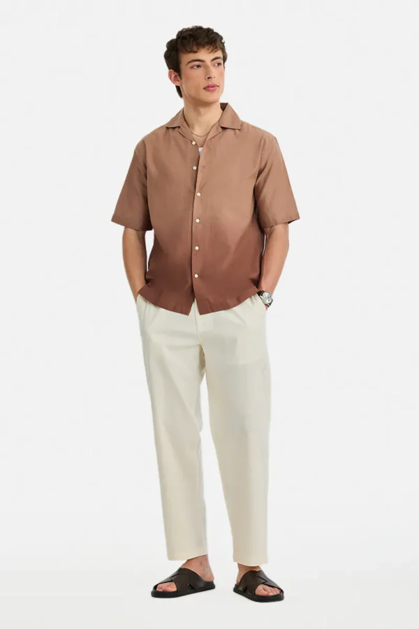 Linen Blend Box Fit Ombre Shirt
