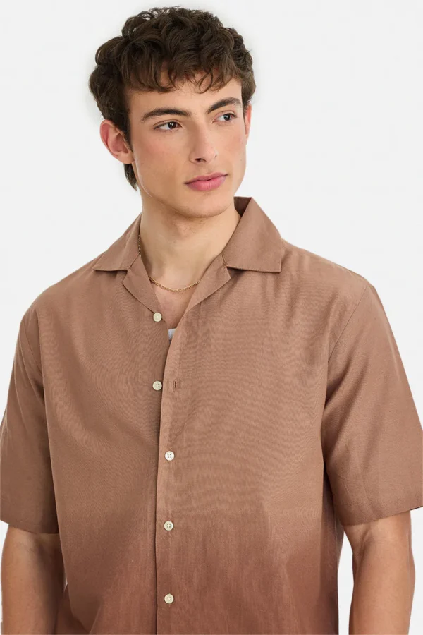 Linen Blend Box Fit Ombre Shirt